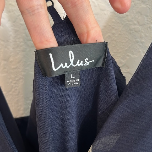 Lulus -All Mine Navy Blue Floral Print High-Low Wrap Dress size L party spring - Picture 5 of 10